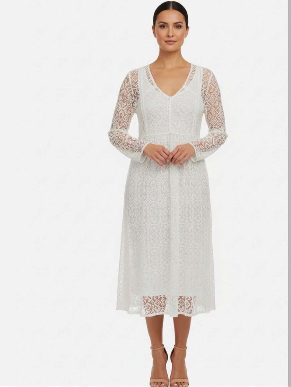 Anthropologie Ivory Crochet Lace Dress Kaftan